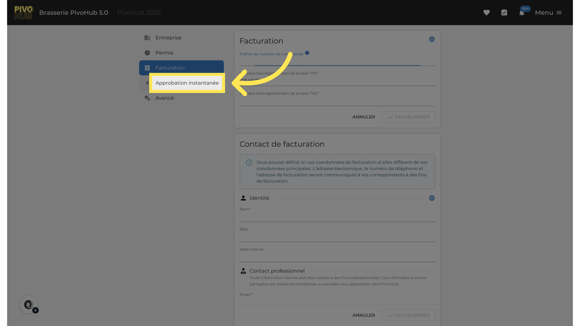 Cliquez sur 'Approbation instantanée'