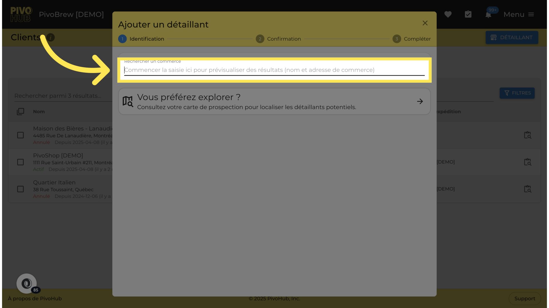 Recherchez votre client
