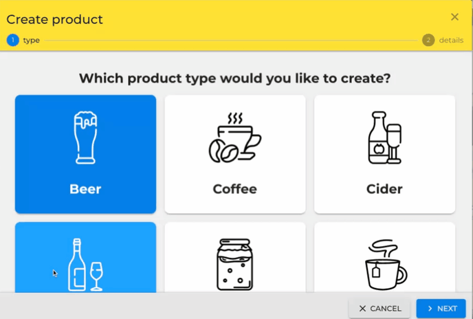 Select product type